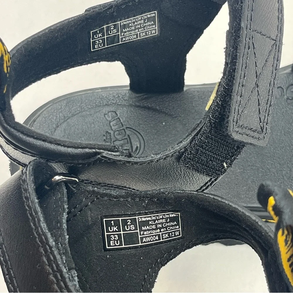 Dr. Martens Klaire J Black Leather‎ Strap Sandals Kids Size US 2 Children's NWOT